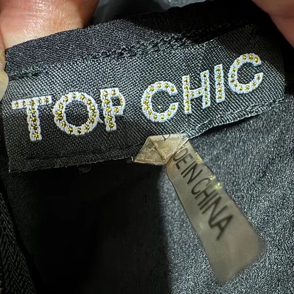 TOP CHIC Y2K Black‎ Cutout Halter Crop Top Zipper Back Gothic Punk Women L Rock - Image 10