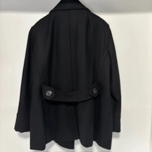 Ann Taylor Anne Klein Black Wool Pea Coat Double-Breasted XL Button Front Notch Lapel Urban - Image 6