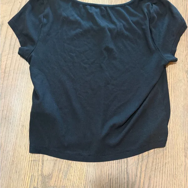 🖤 Madewell Ribbed Henley Tee Black Size Large - Image 4