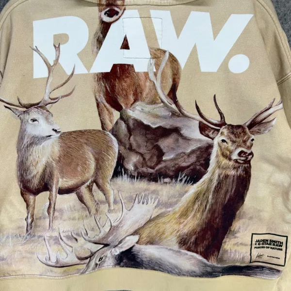 G Star Raw Jaden Smithh Forces Of Nature Desert Hoodie Womens M Sand Deer Moose - Image 3