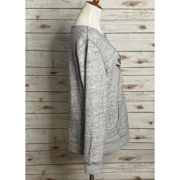 Abercrombie & Fitch distressed oversized marled grey sweatshirt Size Medium - Image 6