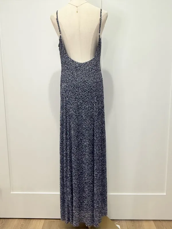 Free People Zoey Printed Maxi Dress Large Blue Polka Dot Boho Minimal Vacation - Image 6