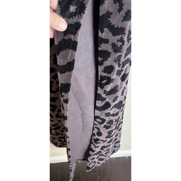 Laffaire Womens OS Purple Animal Print Velvet Tiger Long‎ Cardigan Dress Duster - Image 8