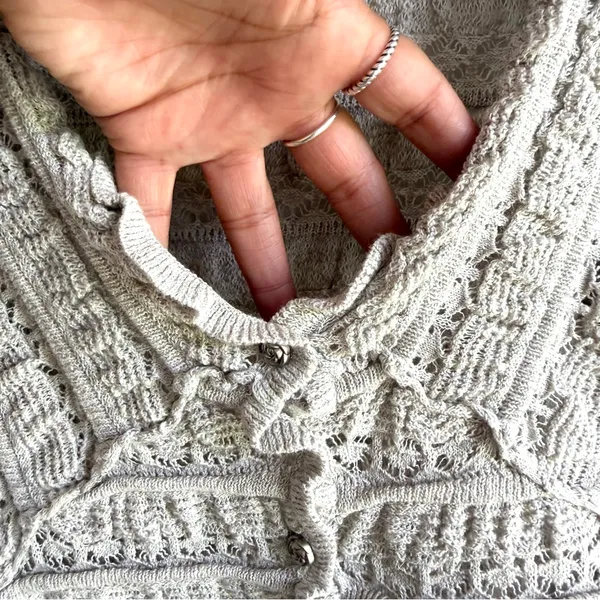 NWT Free People Womens Wild Roses Cardigan Gray Feminine Rose Button Size XS - Image 10