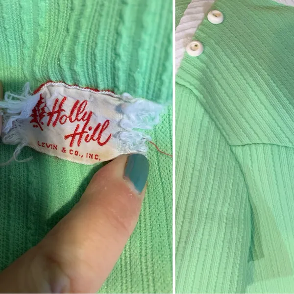 Vintage Holly Hill 1960'S Green Shift Dress (Appx Large) - Image 10