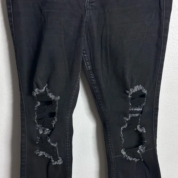 Hollister Women Black Denim Jeans High Rise‎ Super Skinny Ripped size 5R. - Image 3