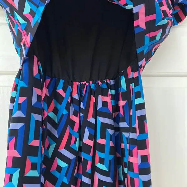 Amanda Uprichard Geometric Bright 80s Style Dress One Piece Two Piece‎ Look Silk - Image 2