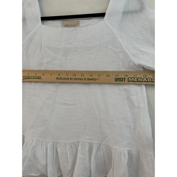 Moon River White Square Neck Ruffle Peplum Blouse Tiered Bell Sleeve Top KR1644 - Image 7