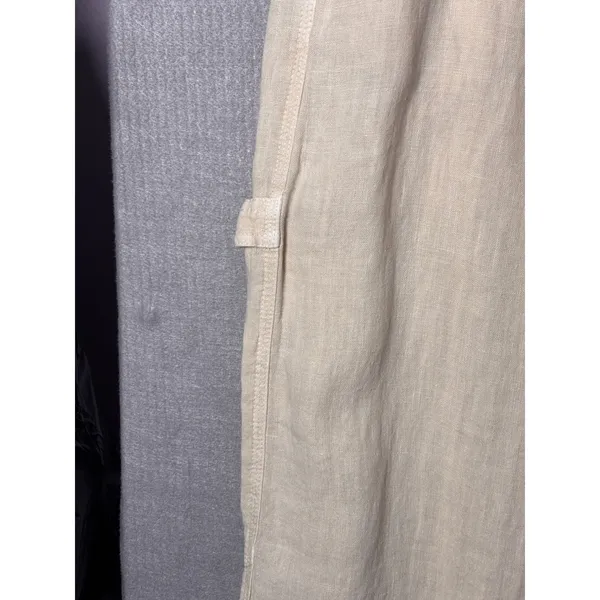Zara Womens Alana Linen Pant M Beige Cargo Wide Leg Seam Detail Coastal Grandma - Image 4