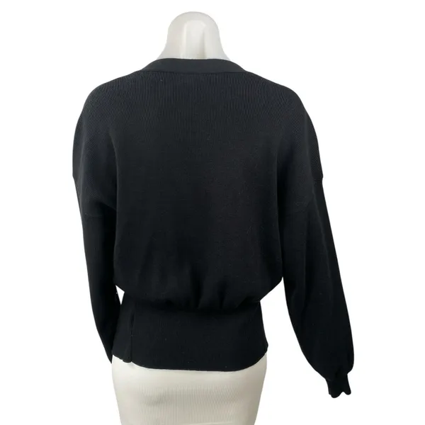 Commense Women's Black Gold Button Knit Long Sleeve Cardigan Sweater Top Size XS - Image 4