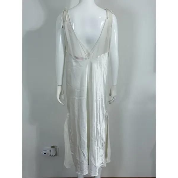 Oscar de la Renta Pink Label Women XL Satin Nightgown Long Robe Set Ivory Bridal - Image 10