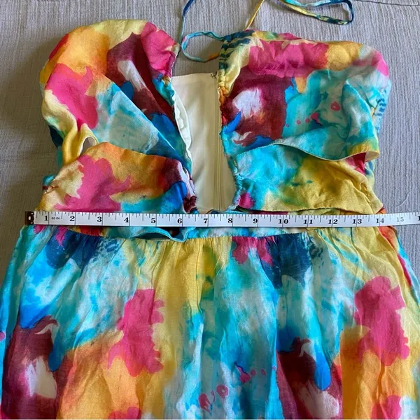 NWOT Lulus Stunning One Multi Abstract Print Drawstring Halter Maxi Dress - Image 7
