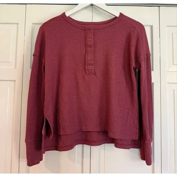 SO mauze cozy thermal waffle knit Henley xs - Image 3