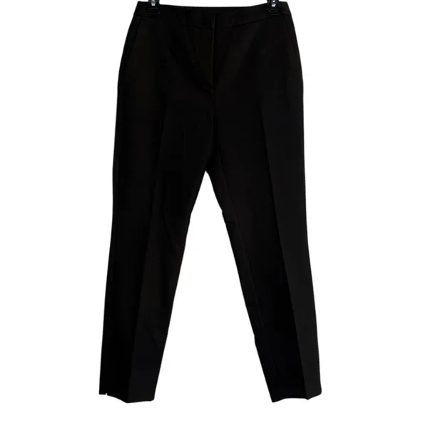 Zara Slim Straight Mid Rise Ankle Cropped Trouser Flat Front Pockets M Black - Image 12