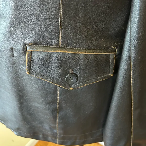 Leather Look Distressed Vintage Brown Jacket Size XL - Image 8