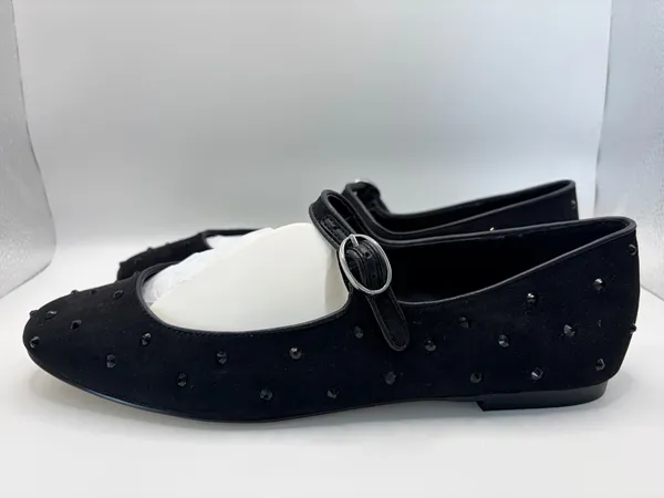 J.Crew Black Studded Mary Jane Ballet Flats Rhinestone Goth Coquette Punk Chic Size 8 - Image 2