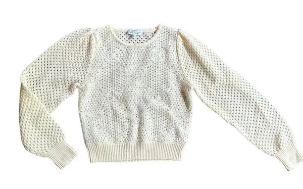 & Other Stories Ivory Crochet Knit Wool Sweater Size XS - Image 2