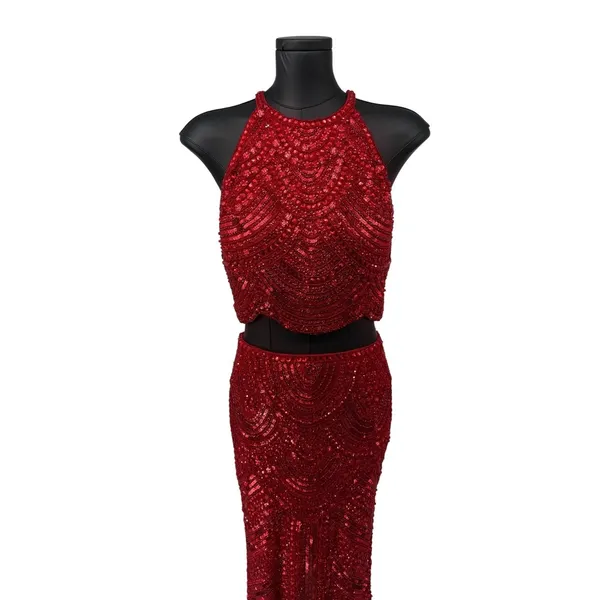 Sherri Hill 52063 Red Two Piece Sequin Prom Gown NWT‎ Size 6 $598 - Image 4