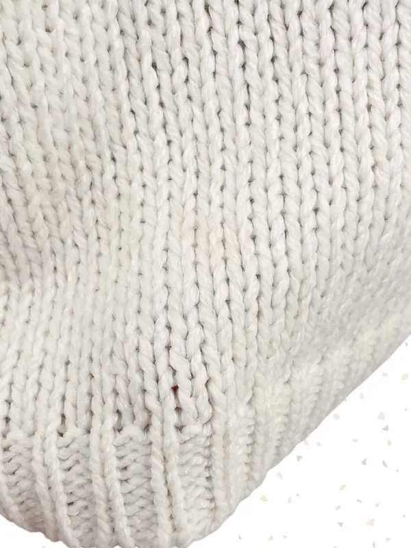Vintage Winter Sweater Chunky Hand Knit Texture Oversized Boxy Cream Tan Size M - Image 8