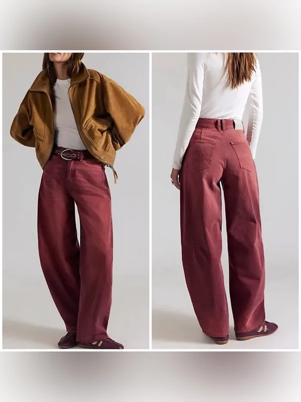 NWT Free People We The Free Bodie Arc Jeans - sangria pink red - 27 - Image 2