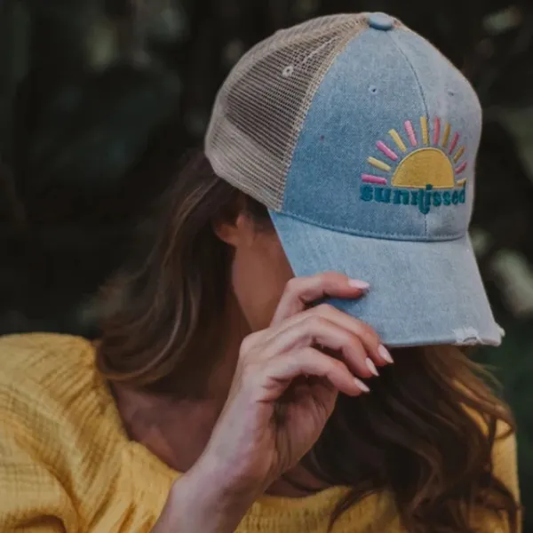 Katydid Sunkissed Embroidered Denim Trucker‎ Hat NWT - Image 8