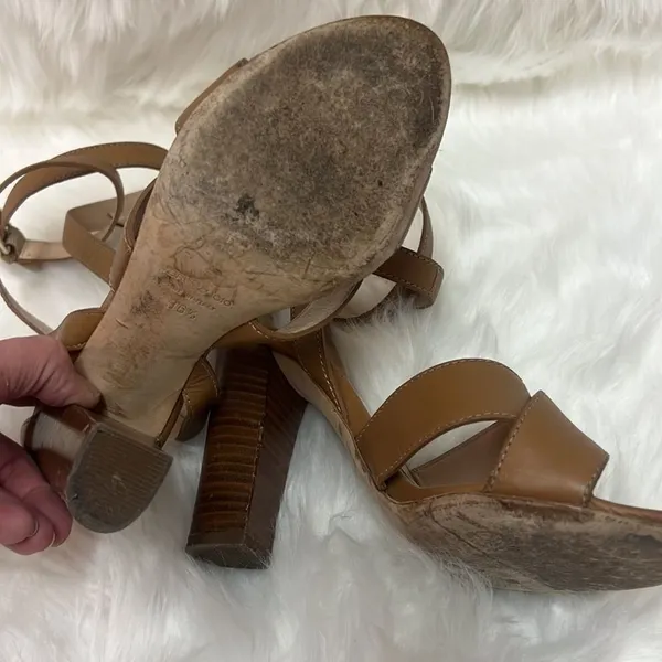 Club Monaco tan leather‎ wrap heels Size6.5 A21 - Image 10
