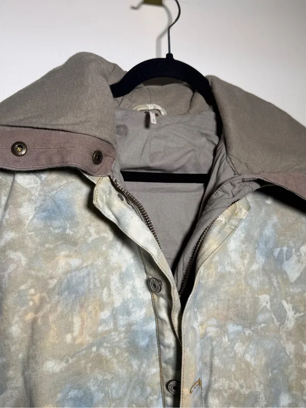 Free People Womens Layered Tie-Dye Parka Paisley Hooded Anorak Jacket Small - Image 4