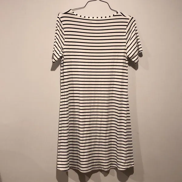 Top it Off Black and White Striped T-Shirt Dress - Image 3