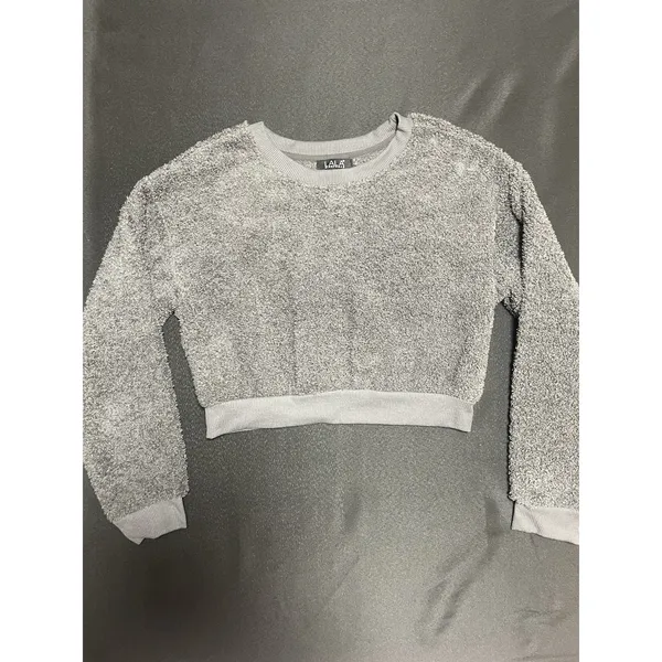 gray fuzzy cropped crewneck sweatshirt‎ Size M - Image 4