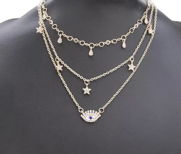Bohemian Multi Layer Pendant Necklace Blue - Image 3