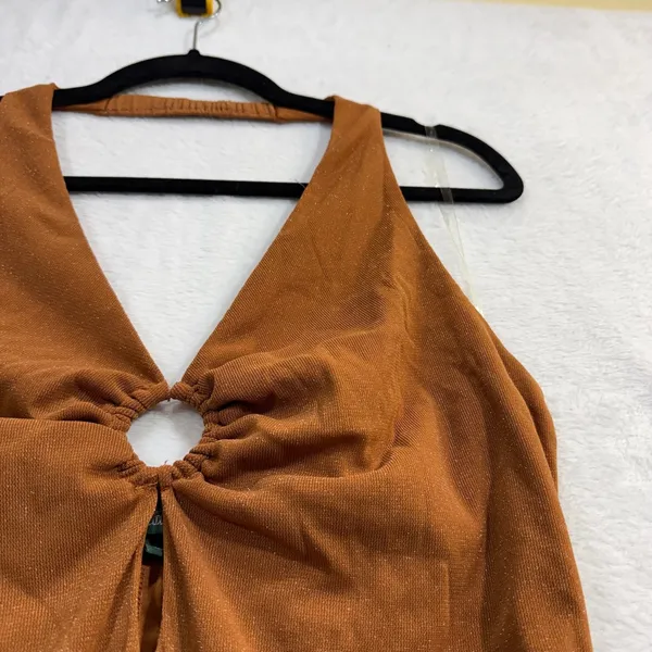 Wild Fable XL Minidress Orange Shimmer Halter Cutout Bodycon Y2K Club Fest Date‎ - Image 4