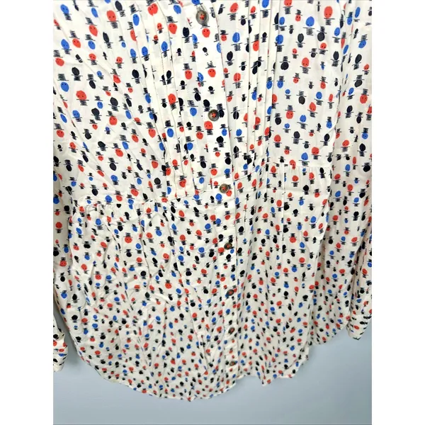 Maeve Anthropologie 12 Womens Top Lightweight Long Sleeve Button V-Neck Tab‎ - Image 6