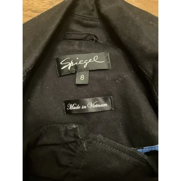 Spiegel Women’s Black Trench Coat Double Breasted Belted Lined Mid-Length 8 - Image 2