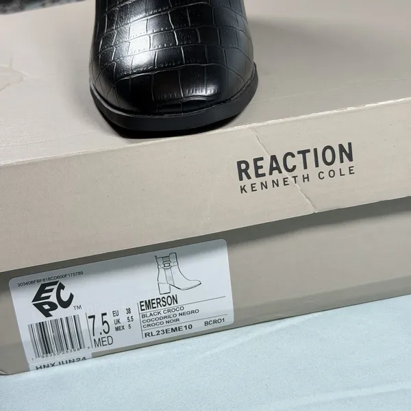Kenneth Cole Reaction Size-7.5M Womens Emerson‎ -Black Croco Boot - Image 3