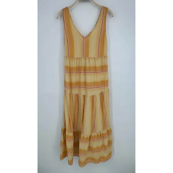 L*Space Clara Dress Small Yellow Striped Boho Tiered Maxi‎ Beach Coverup Summer - Image 6