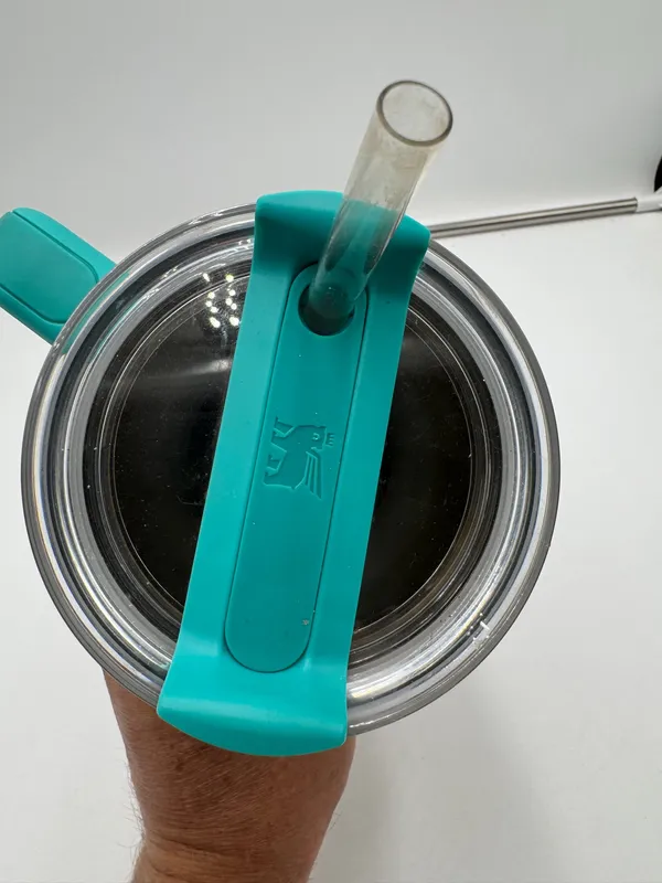 Stanley Quencher H2.0 FlowState 40 Oz Tumbler White Plaid Teal Handle Straw - Image 5