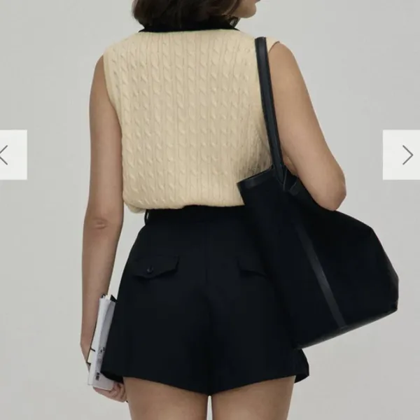 RIHOAS The Black High-waisted Pleated Belted Shorts 3 - Image 3