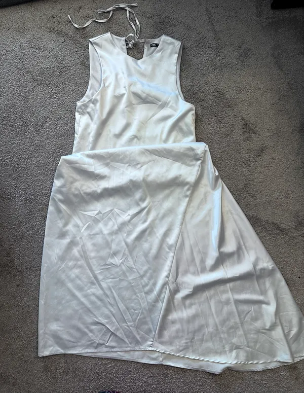 ZARA White Satin Dress - Image 2