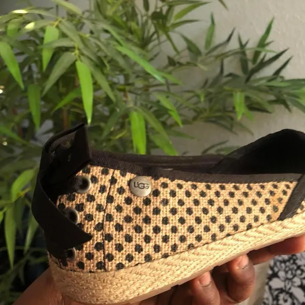 UGG Indah Preppy Academia polka dot slip on ballet maryjane flats espadrille sheepskin bow coquette women us sz 5 - Image 4