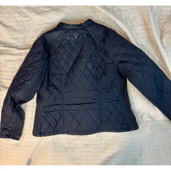 Ava & Viv Black Quilted Biker Jacket Full Zip Snap Pockets 1X F18492703 - Image 6