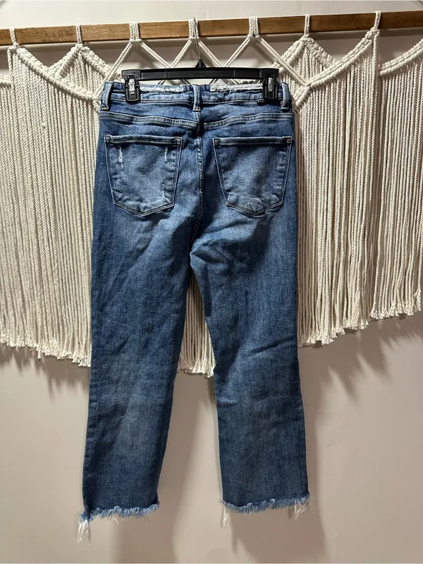 Boyfriend Jeans in Distressed Medium Blue Denim - Image 5