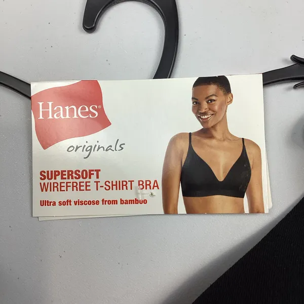 Hanes Originals Supersoft Wirefree T-Shirt Bra Black Large NEW! - Image 4