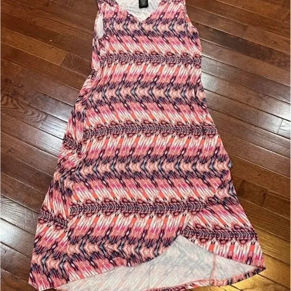 Anthropologie Design History pink abstract print midi dress size large - Image 3