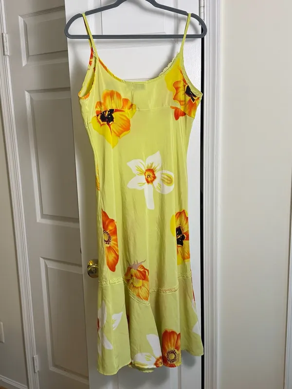 Y2K Tropical Floral Slip Dress Lime Green Vacation Midi Dress Holiday in the Sun - Image 4