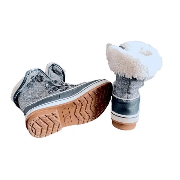 Time And Tru‎ Womens Size 6 Gray Snow Boots High Top Foldable Faux Fur - Image 11