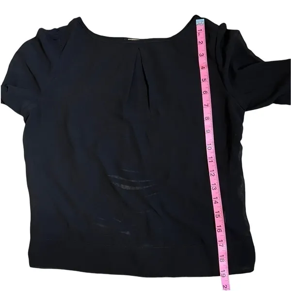 Do Be Black Sheer Mesh Long Sleeve Slashed Shredded Back Studded Cuff Top Small - Image 4