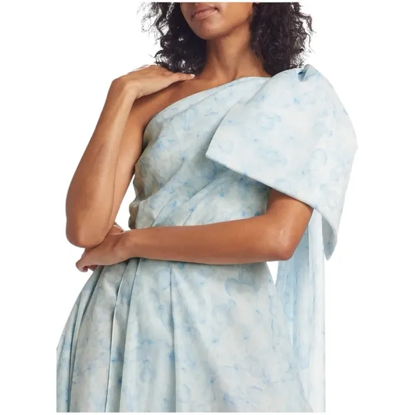 Sachin & Babi Anouk One Shoulder Gown Blue Degrade Floral Size 6 NWT - Image 11
