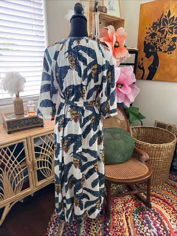 NWT Desmond & Dempsey x H&M Tropical Floral Boho Hippie Midi Maxi Kaftan Dress - Image 2
