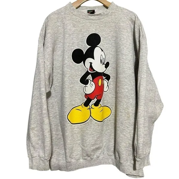 Vintage 1980 Mickey Unlimited Mouse Uni-Sex XL Heather Gray Pullover Sweatshirt - Image 2