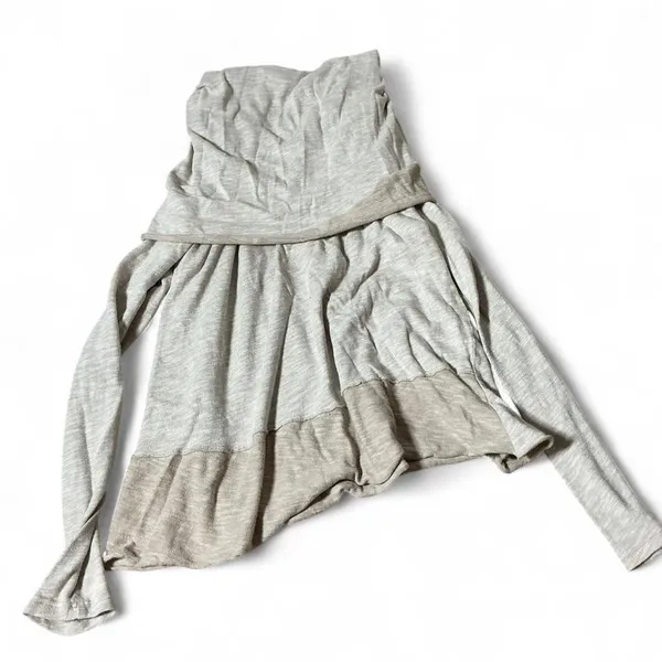 Free People Beach Two Body Cowl Neck Slub Knit Tunic Top Tan‎ Beige Womens Small - Image 6